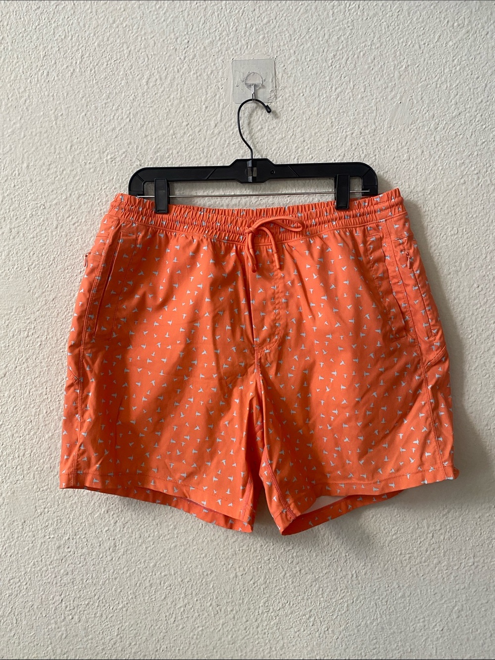 Birddogs Men’s Orange and White bird print Inner Banks Swim Trunks XL